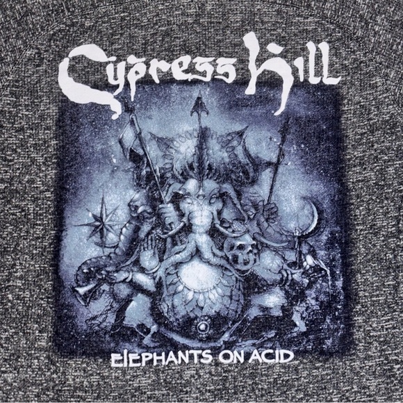 Cypress Hill Hoodie, Elephants On Acid Hooded Sweatshirt Gray Full Zip Sz Medium - Picture 7 of 8